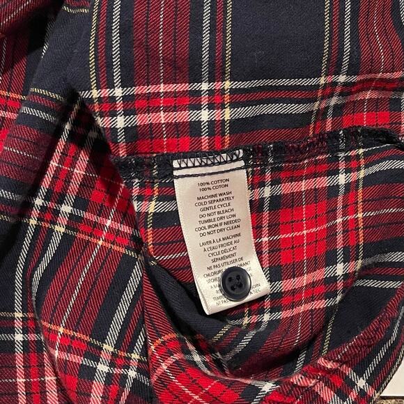 Beach Lunch Lounge Top Flannel Academia Cottage 90s Button Plaid Red Blue Small - Picture 4 of 5
